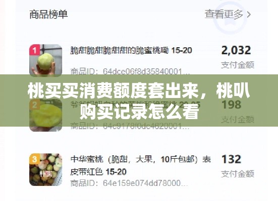 桃买买消费额度套出来，桃叭购买记录怎么看